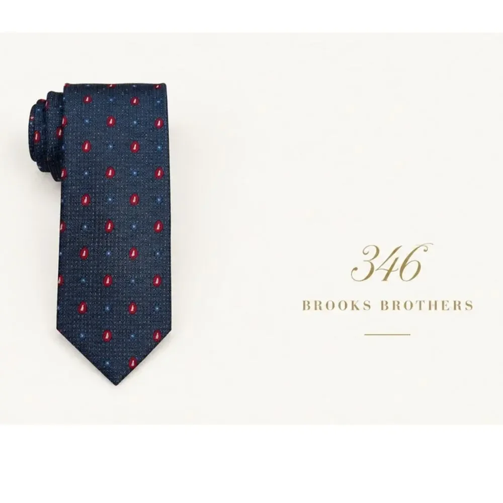 Brooks Brothers 346 Silk Tie Blue Geometric Red Dot Classic Necktie USA